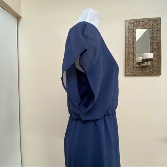 CHARMING CHARLIE NAVY BLUE DRESS MINI SMALL CHIFFON - Picture 4 of 11